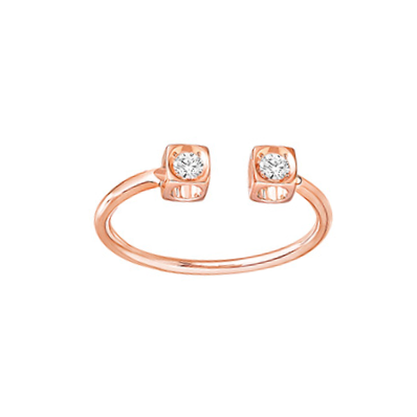 Le Cube Diamant Rose Gold and Diamond Ring