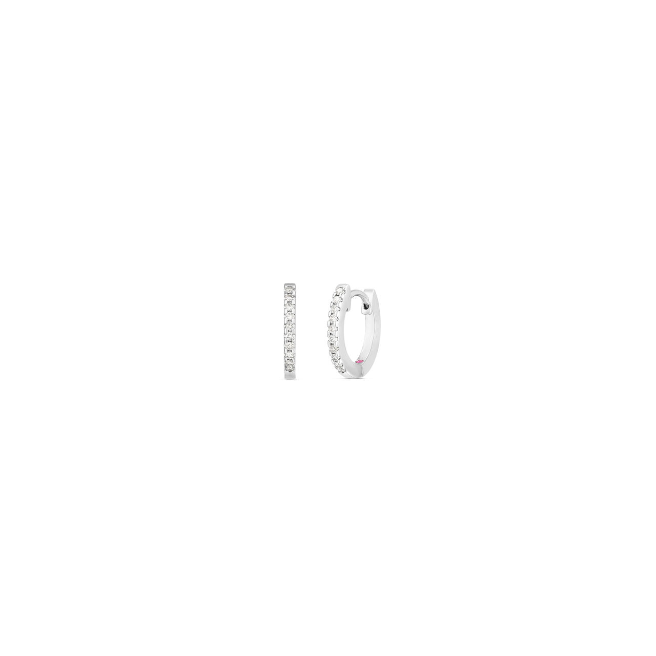 Roberto Coin Perfect Diamond Hoop Extra Small White Gold and Diamond Hoop Earrings 002026AWERX0  image number 0