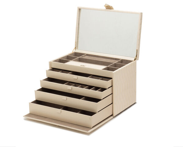 Coffret à bijoux Caroline ivoire, modèle très grand