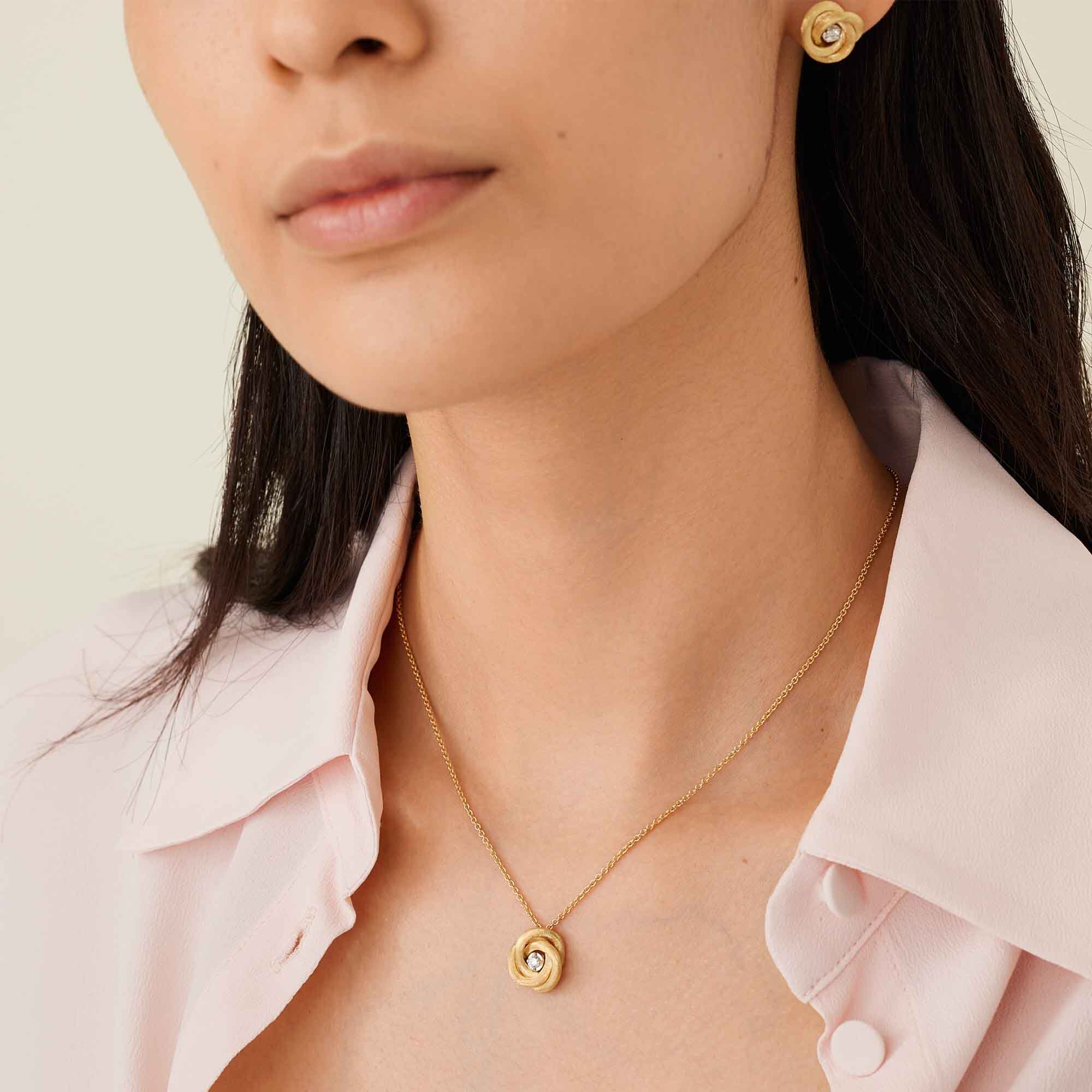 Jaipur Yellow Gold and Diamond Flower Pendant