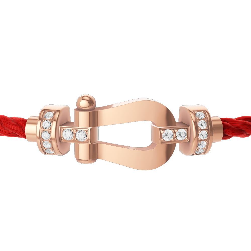 Force 10 Medium Rose Gold and Diamond Pavé Cable Bracelet