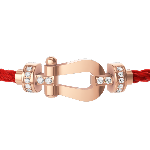 Bracelet cable Force 10 en or rose avec pav&eacute; de diamants, mod&egrave;le moyen