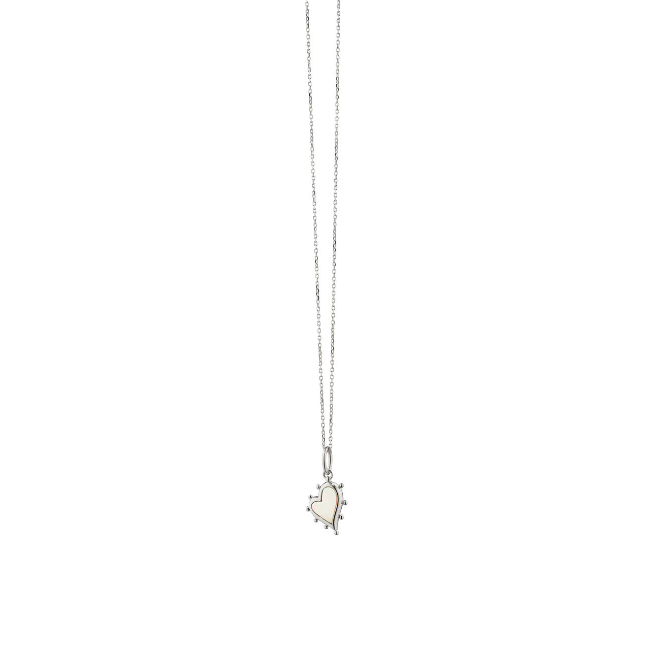 Monica Rich Kosann Small Heart Silver and Mother-of-Pearl Charm Necklace 41615 image number 0