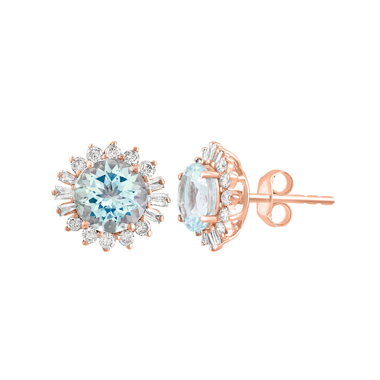 Maison Birks Salon Aquamarine and Diamond Starburst Earrings EI05878AQ Side image number 1