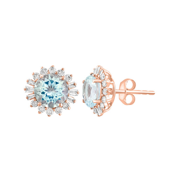Boucles d'oreilles aigue-marine et diamant en forme d'étoile