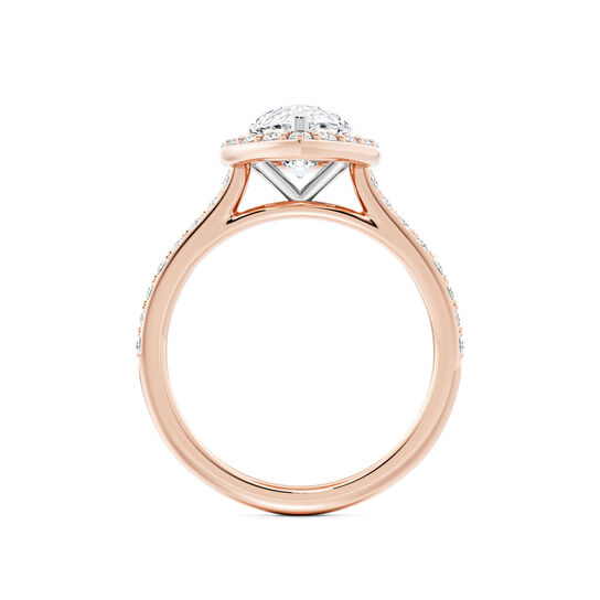 Birks Ros&eacute;e du Matin Pear-Cut Diamond Engagement Ring with Halo and Pav&eacute; Band in Rose Gold image number 2
