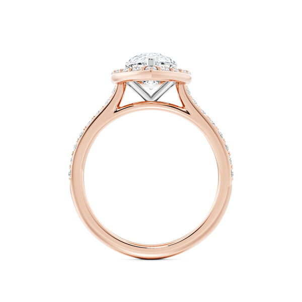 Pear-Cut Diamond Engagement Ring with Halo and Pav&eacute; Band in Rose Gold