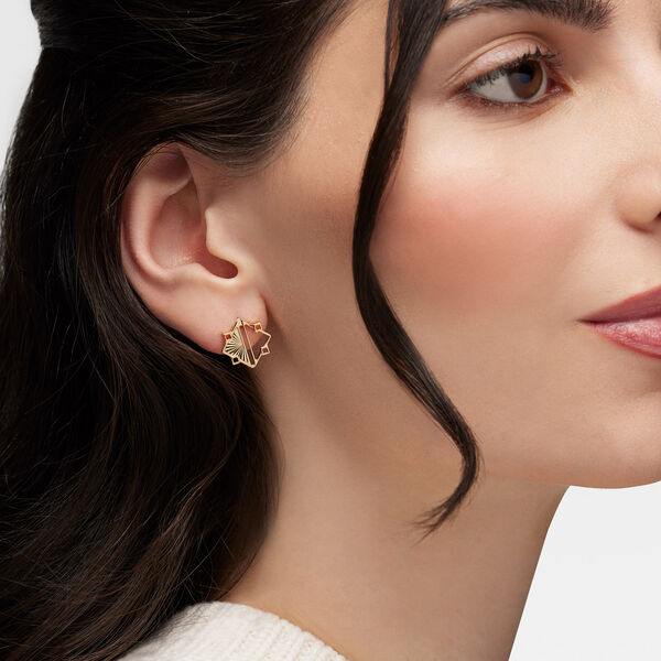 Guilloché Yellow Gold Half-Filled Earrings