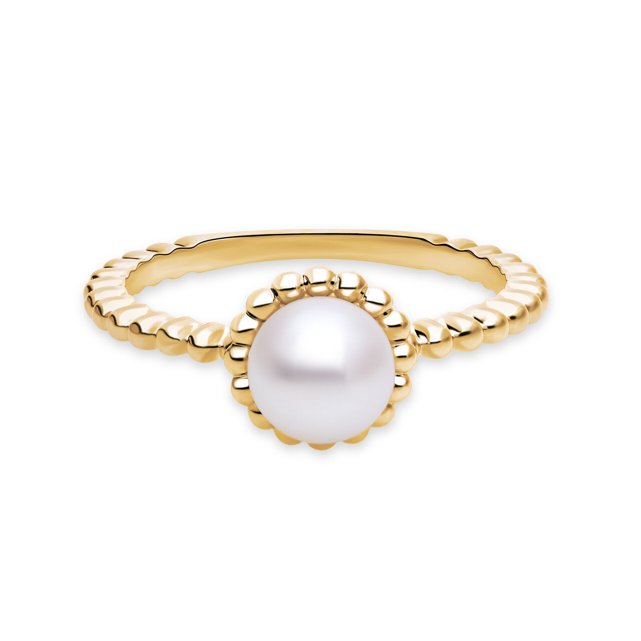 Birks Essentials Bague en or jaune avec perle d&rsquo;eau douce et billes d&rsquo;or image number 0