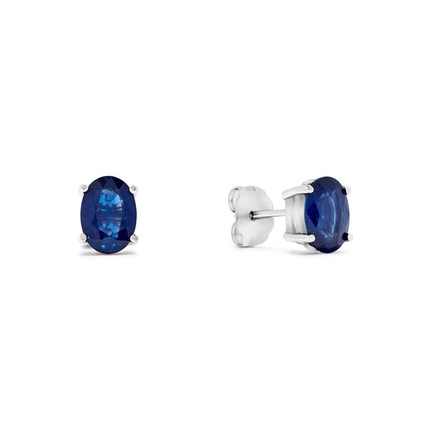 Boucles d'oreilles en or blanc avec saphirs ovales