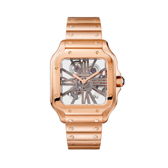 Santos de Cartier Large Manual Skeleton 40 mm Rose Gold image number 0