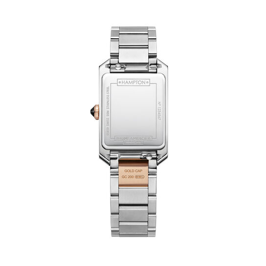 Baume & Mercier Hampton 35 x 22 mm quartz en acier inoxydable et plaquage en or rose image number 3