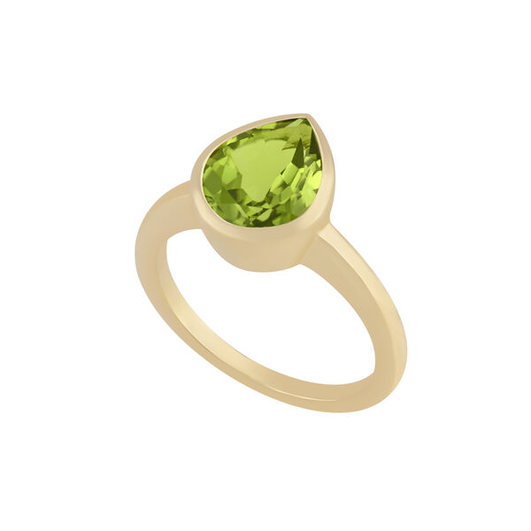 Bezel Set Pear Shape Peridot Ring