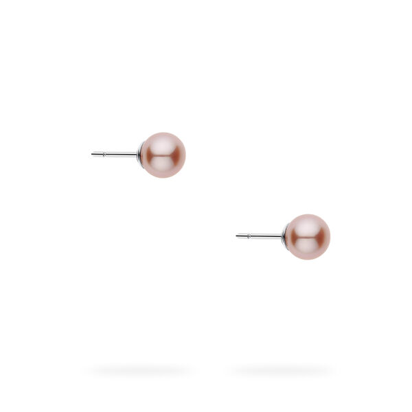 Boucles d'oreilles en argent avec perles d'eau douce roses de 8 &agrave; 8,5 mm