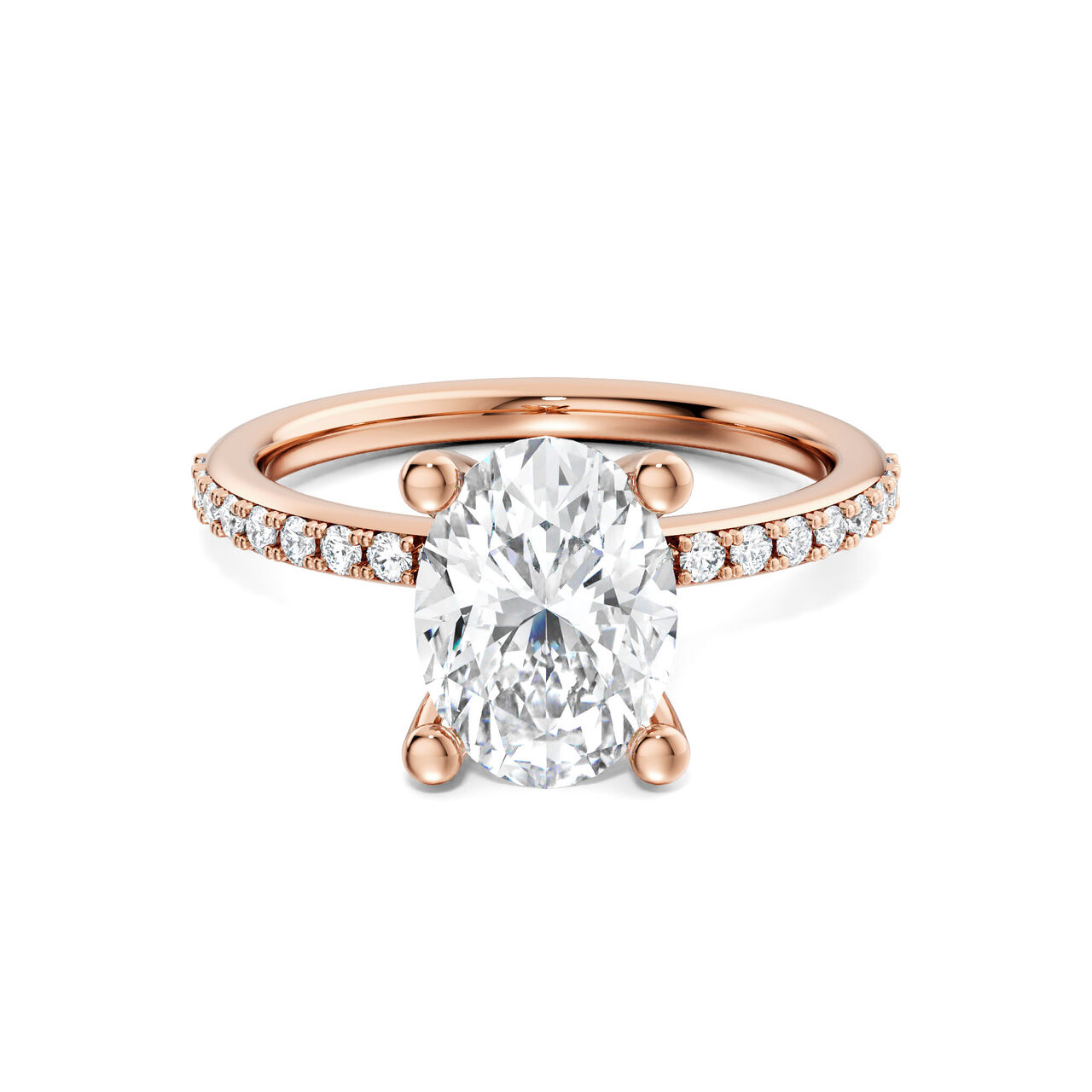 Birks Ros&eacute;e du Matin Rose Gold Oval Cut Diamond Engagement Ring with Diamond Band image number 0