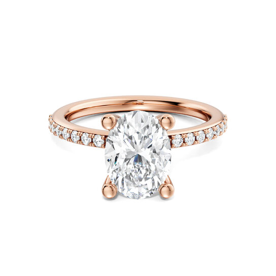 Birks Ros&eacute;e du Matin Rose Gold Oval Cut Diamond Engagement Ring with Diamond Band image number 0