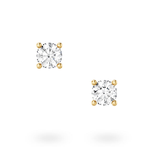 Round Solitaire Diamond Earrings in Yellow Gold