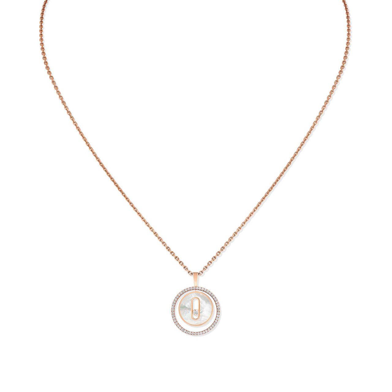 Messika Lucky Move Small Rose Gold White Mother-of-Pearl and Diamond PavÃ© Pendant Necklace 11650 PG Front image number 0