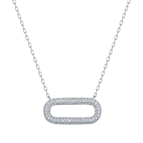 Pendentif Rectangulaire de Diamants en Or Blanc