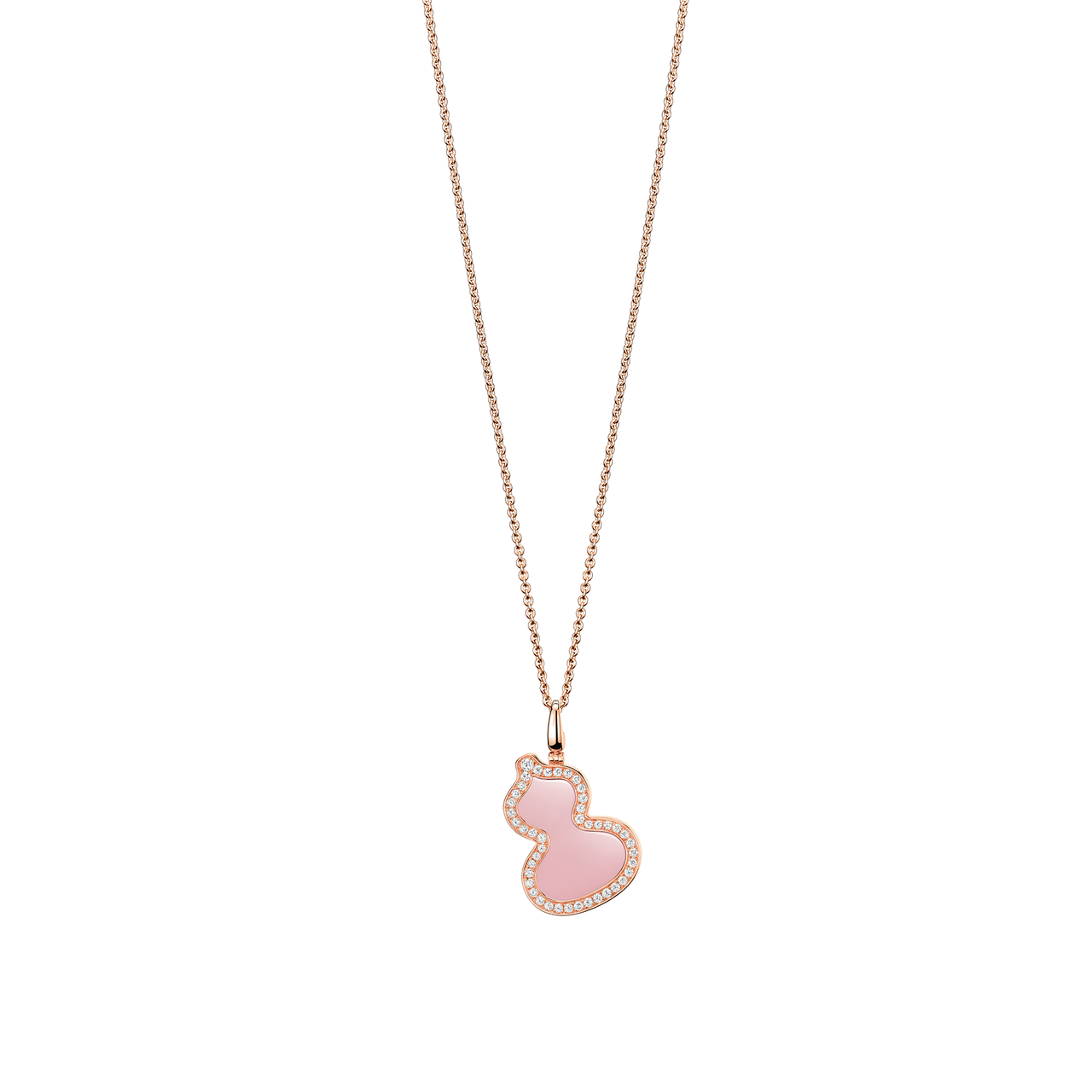 Qeelin Small Wulu Rose Gold Pendant with Diamonds and Pink Opal WU030SPDRGDPO Front image number 0