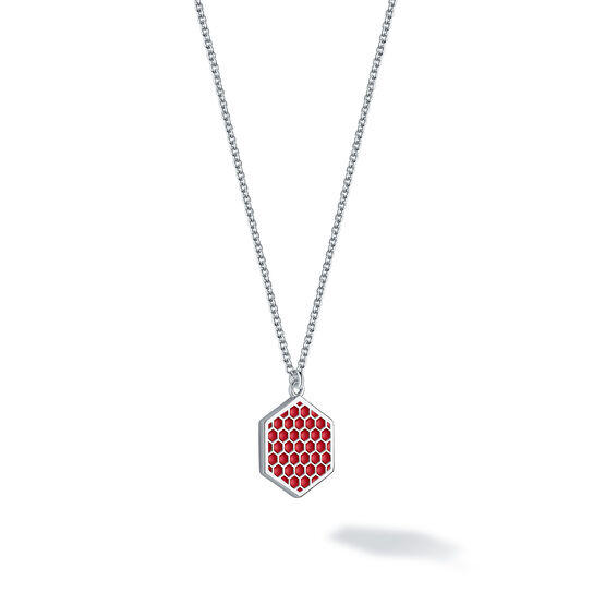 Médaillon hexagonal en argent et émail rouge image number 1