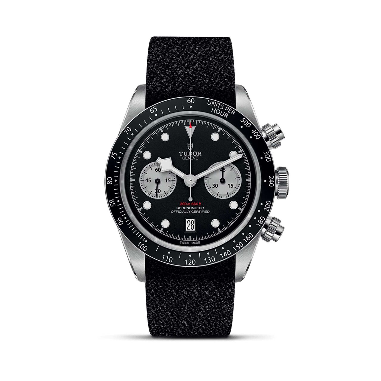 Tudor Black Bay Chrono 41MM Steel Case^ Black Fabric Strap^ Black Dial with Silver Counters image number 0