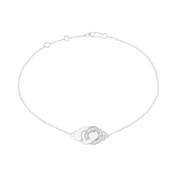Bracelet Menottes R8 en or blanc avec pavé de diamants