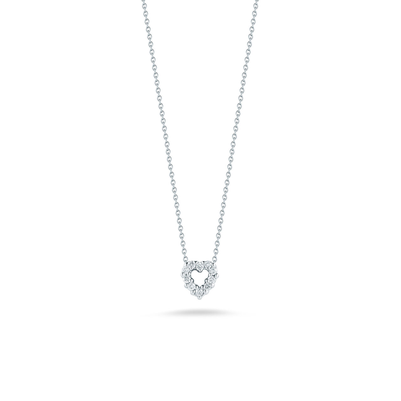 maison birks roberto coin tiny treasures white gold diamond baby heart necklace image number 0