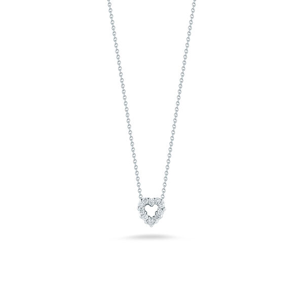 Collier en forme de c&oelig;ur en or blanc orn&eacute; de diamants pour b&eacute;b&eacute;s