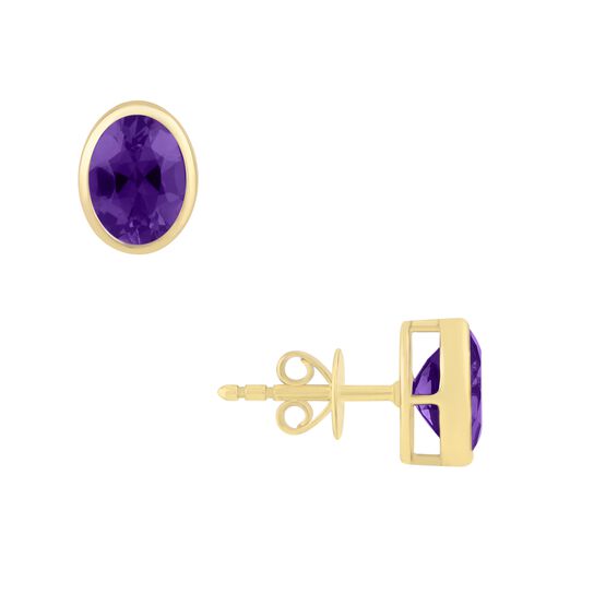 Amethyst Oval Bezel Set Studs image number 0