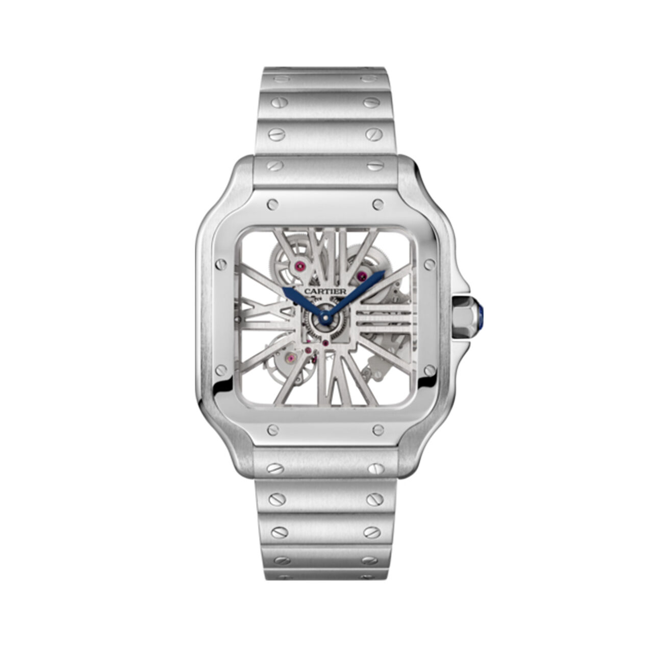 Santos de Cartier Skeleton 40 mm manuelle en acier inoxydable, grand modèle image number 0