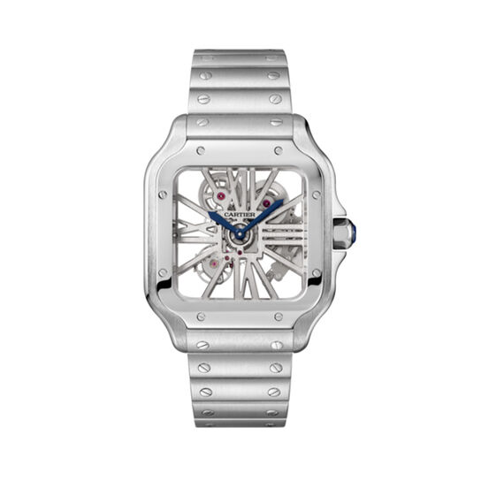 Santos de Cartier Skeleton 40 mm manuelle en acier inoxydable, grand modèle image number 0