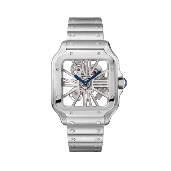 Santos de Cartier Skeleton 40 mm manuelle en acier inoxydable, grand modèle