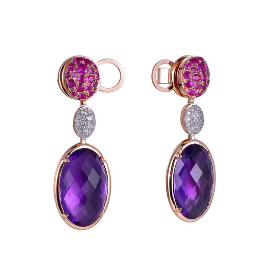 Pink Sapphire and Amethyst Earrings in Rose Gold image number 0