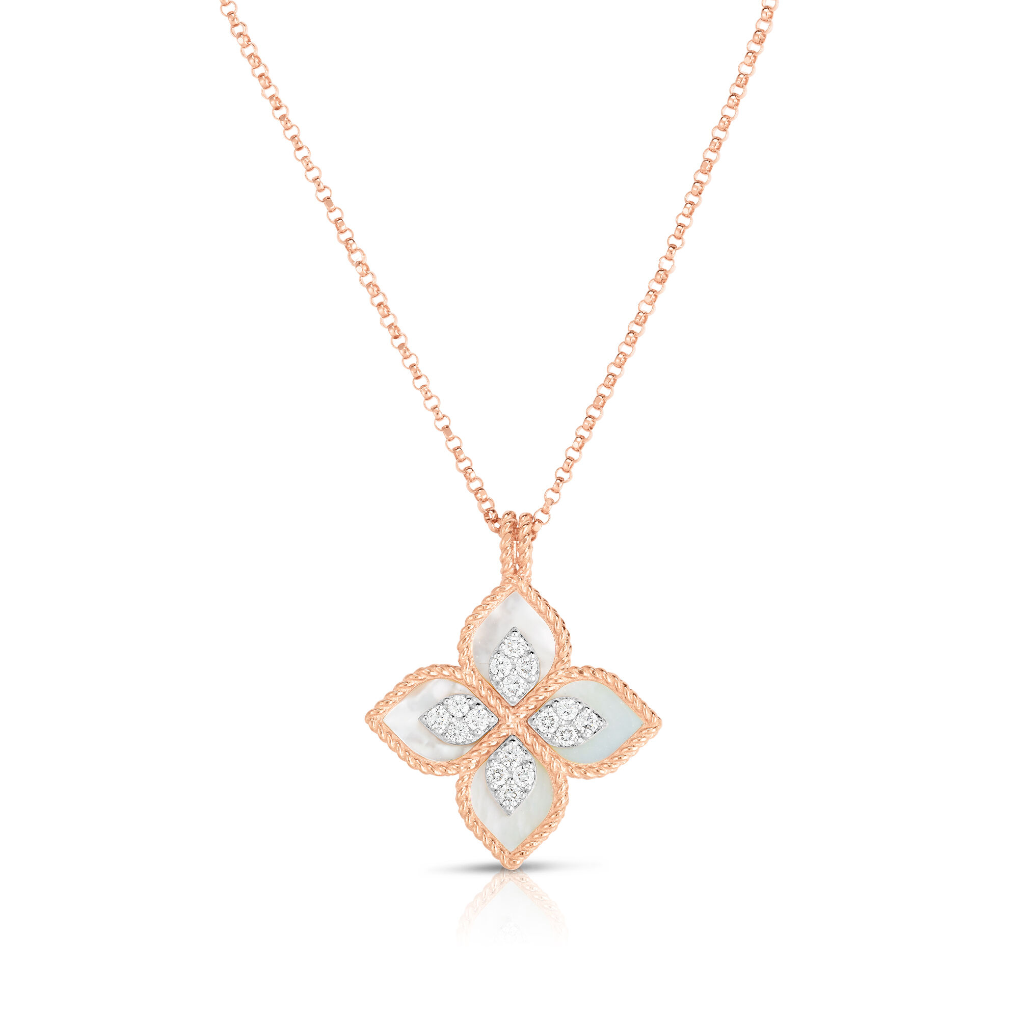 Venetian Princess Rose Gold Mother of Pearl and Diamond Pendant