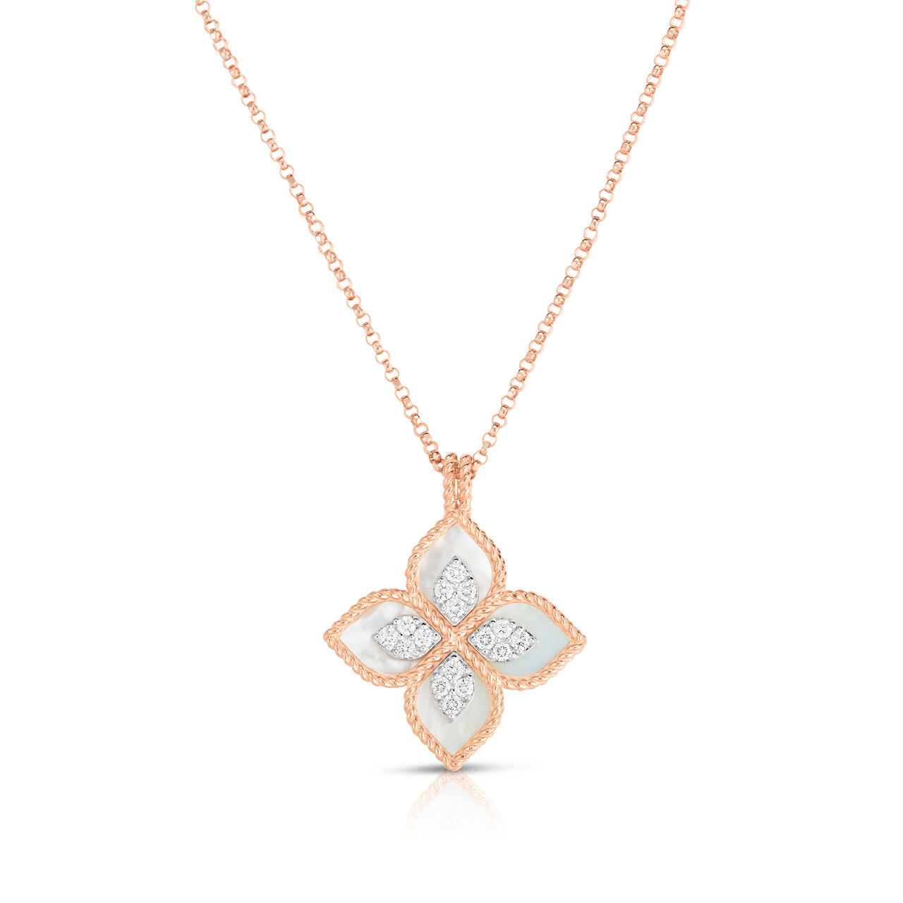 Venetian Princess Rose Gold Mother-of-Pearl and Diamond Pendant Necklace image number 0