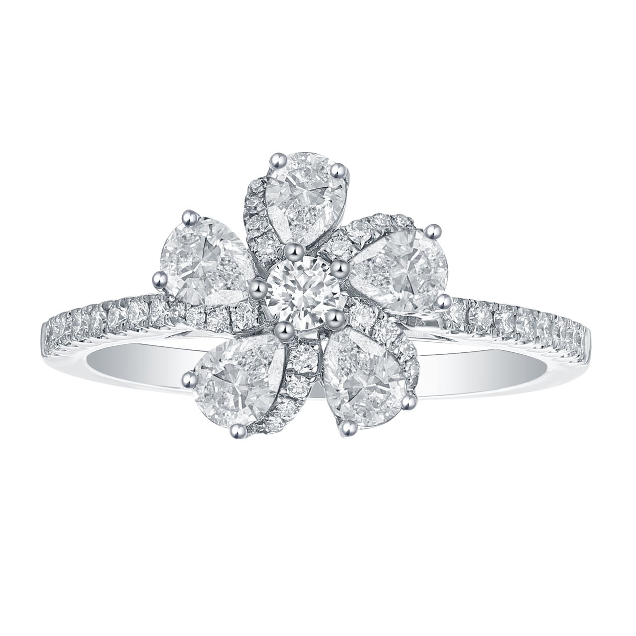 Bague Fleur en Diamants en Or Blanc image number 0