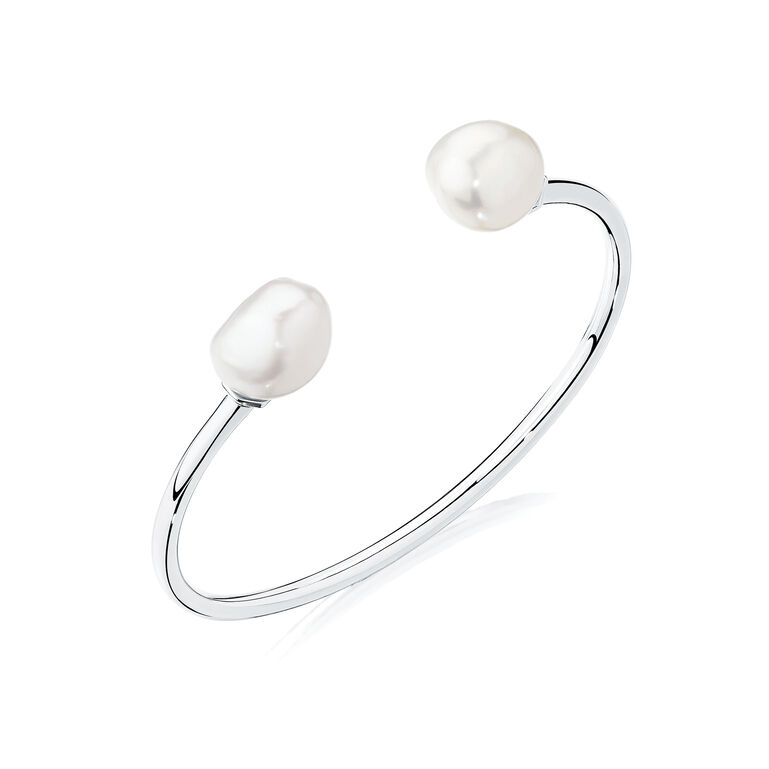 Freshwater Baroque Pearl and Silver Cuff Bracelet