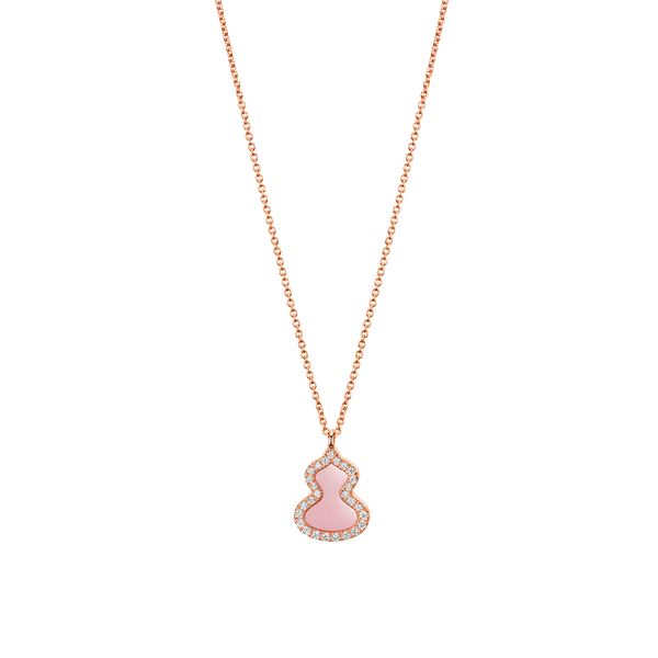 Pendentif Wulu Petite en or rose avec opale rose et pavé de diamants