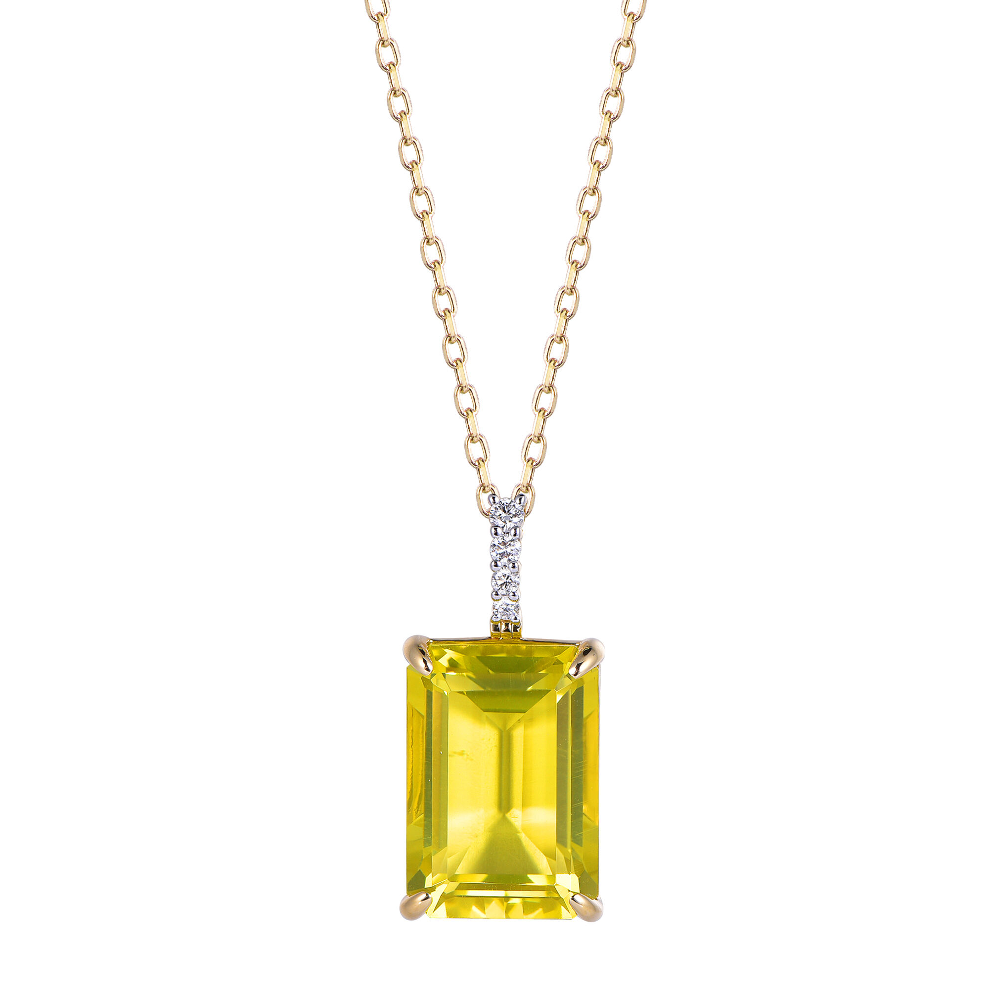 Lemon Quartz Pendant in Yellow Gold