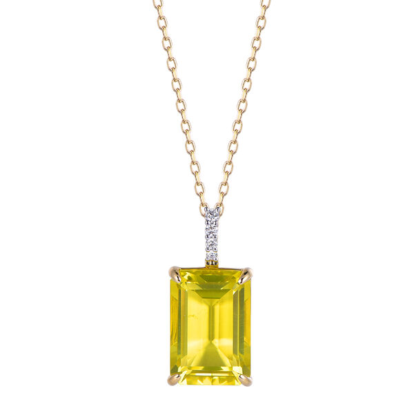 Pendentif Quartz Citron en Or Jaune