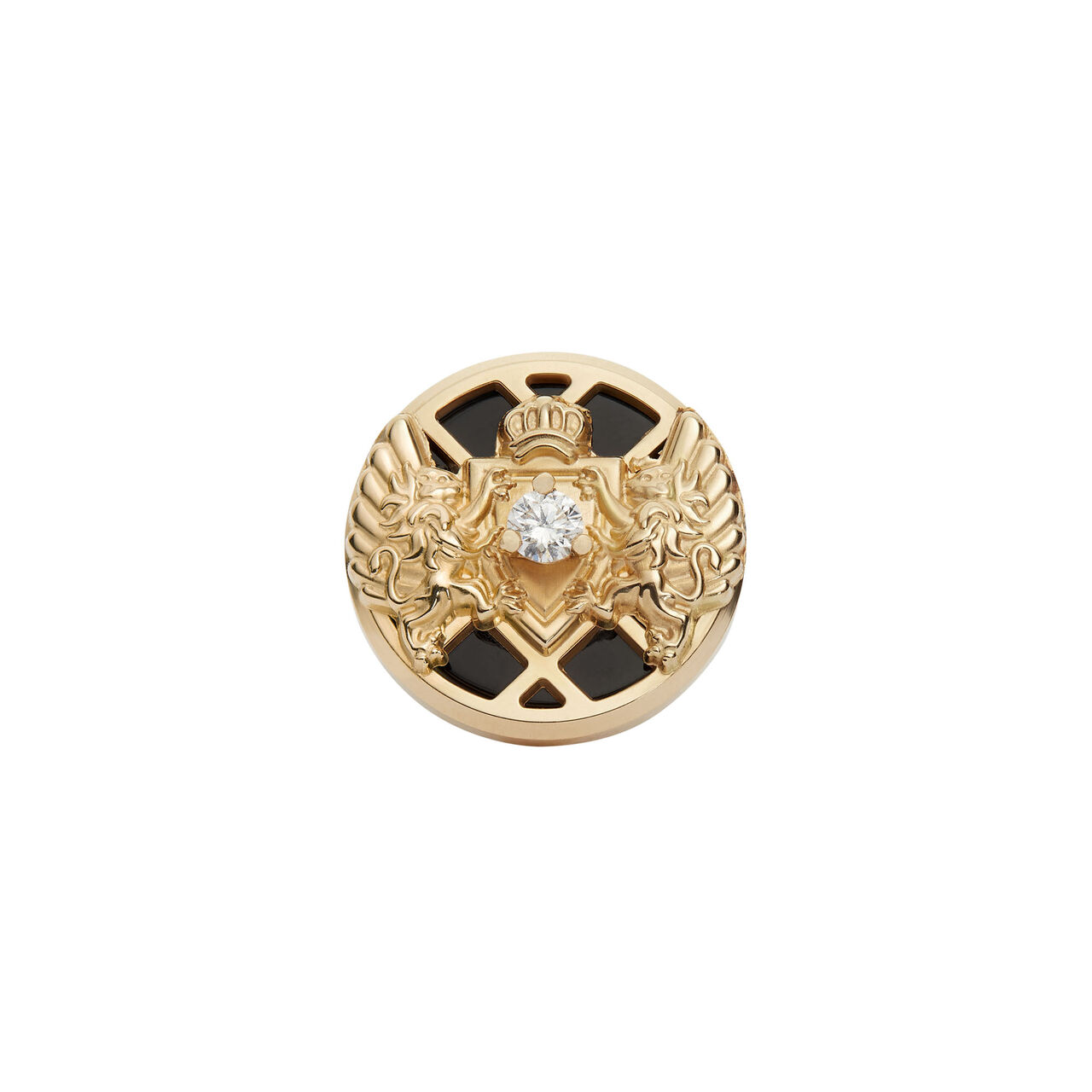 Boucle d'oreille unique Emblem en or jaune diamant et onyx image number 0
