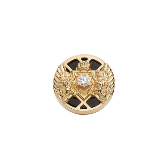 Emblem Yellow Gold Diamond and Onyx Single Stud Earring image number 0