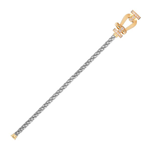 Bracelet cable Force 10 en or jaune avec pavé de diamants, grand modèle
