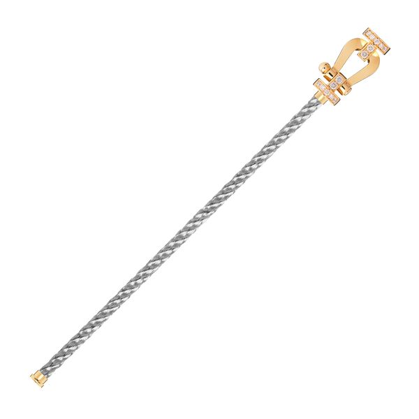 Force 10 Large Yellow Gold and Diamond Pavé Cable Bracelet