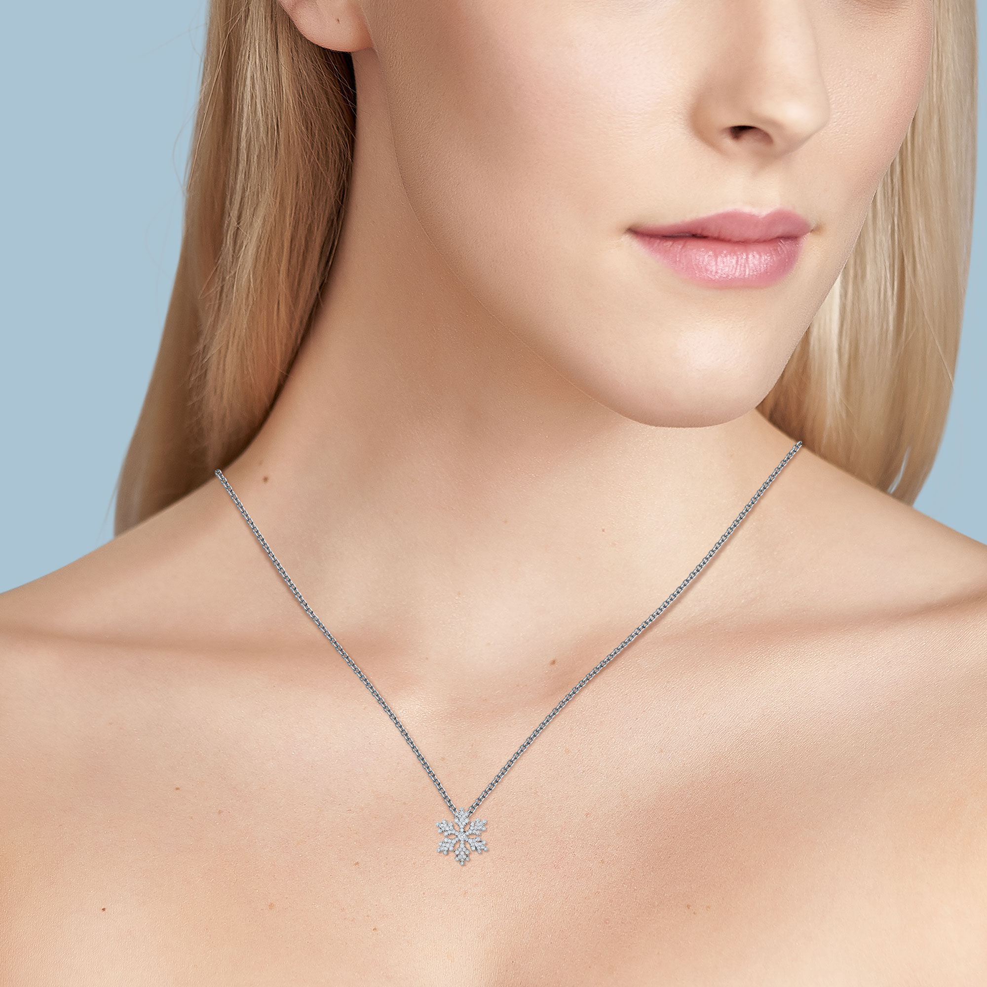 Long sales snowflake necklace