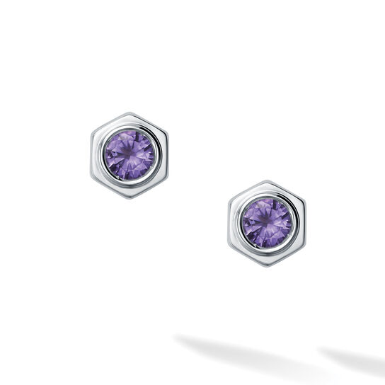 Amethyst and Silver Stud Earrings image number 1