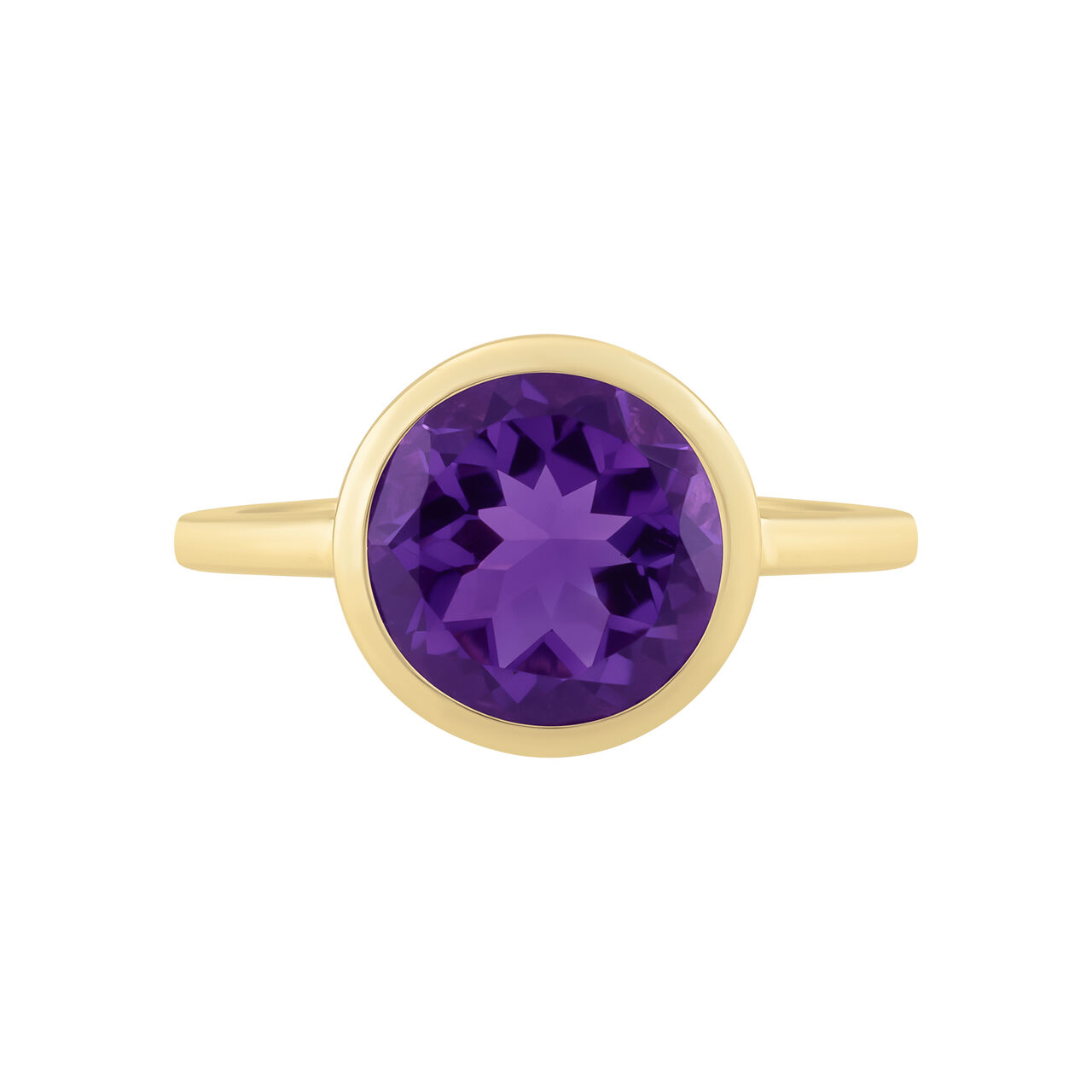Yellow Gold Amethyst Bezel Ring image number 0