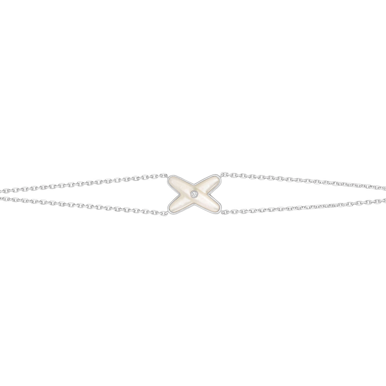 maison birks chaumet jeux de liens white gold mother of pearl diamond bracelet 083163 image number 0