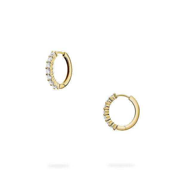 Diamond and Yellow Gold Hoop Earrings
